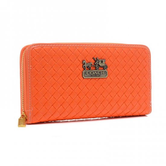 Coach Knitted Logo Large Orange Wallets EGL | Women - Click Image to Close